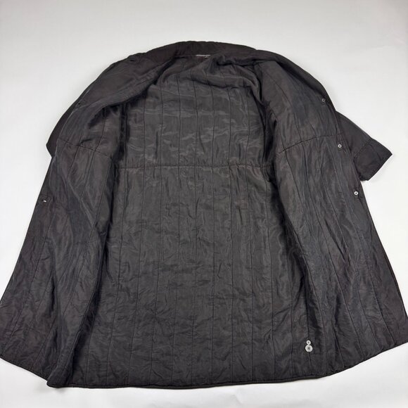 Vtg 100% Silk Quilted Long Coat Womens XL(?) Japanese Avant Garde Shimmer Black - Picture 7 of 11